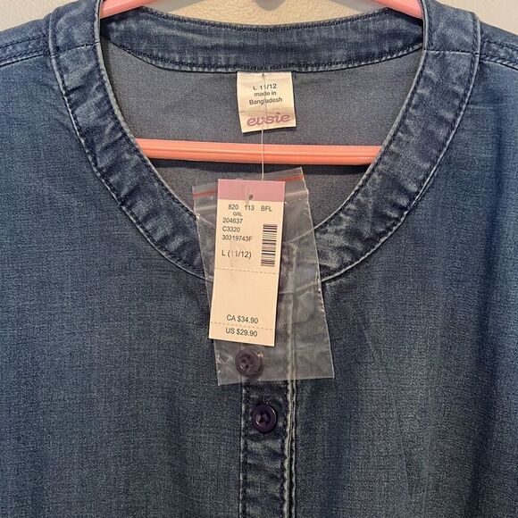 Evsie By Maurices Blue Button Front Balloon Sleeve Denim Dress Size Large NWT - Picture 2 of 5